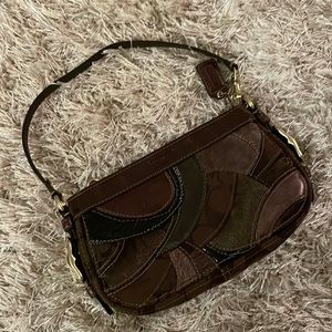 Coach Brown Leather Monogram Pochetter